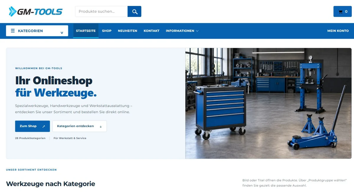 Zrzut ekranu strony głównej gmtools.de
