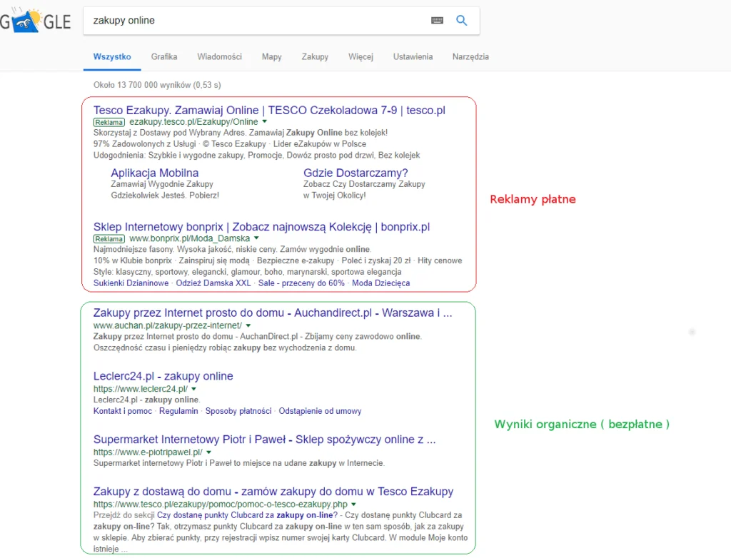 Analiza wyników wyszukiwania i SEO